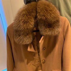 Sachi Collection wool coat with real fox fur collar size 8